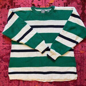 Vintage GAP Sweater Green and Navy Stripe